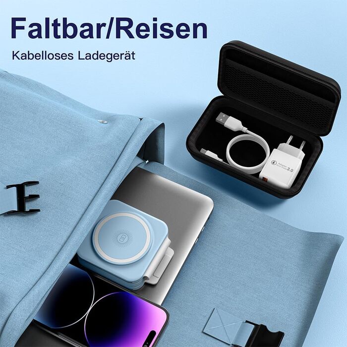 3-в-1 Бездротова зарядка для Apple Watch, iPhone та AirPods (блакитна)