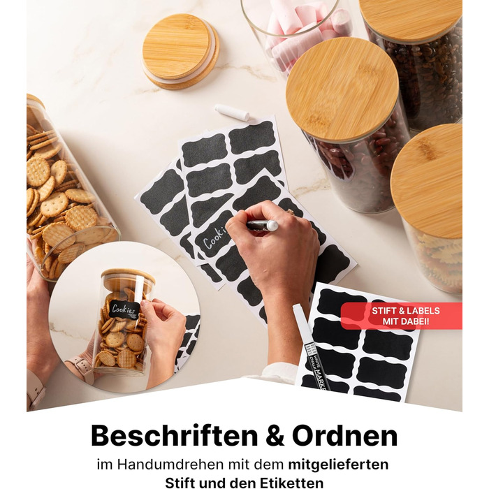 Набір контейнерів для зберігання Deco haus® 2 шт. (1,3 л) - герметичні банки для кави, цукру, крупи та інших продуктів