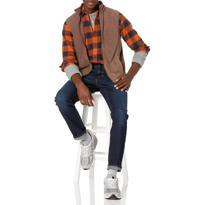 Чоловіча флісова жилетка Amazon Essentials з блискавкою (доступна у розмірах Big & Tall) з переробленого поліестеру, коричнева