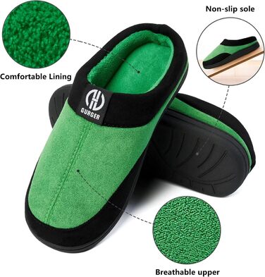 Чоловічі домашні тапочки GURGER з піною Memory Foam, антиковзаючі, для дому та вулиці, розмір 40-51, 44/45 EU, зелені