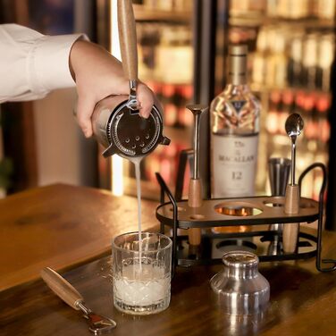 Набір для коктейлів з підставкою: професійний набір бармена для приготування коктейлів (7 предметів)