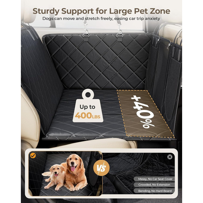 Килимок для собак у машину з жорсткою основою | Водонепроникний, антиковзний, захист від подряпин | 6-в-1, XXL, з ременями безпеки