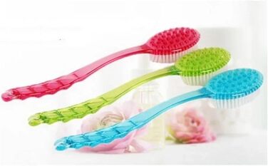 Back Brush 2 Pieces Bath Brush with Long Handle Shower Exfoliating Brush Body Scrub Back Massaging Brushes For Bathing (Green)