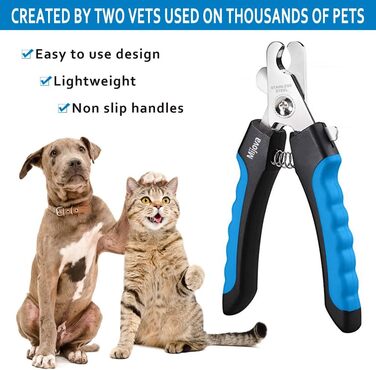 Професійний нігтеріз для собак та котів з захистом від надмірної обрізки, блакитний