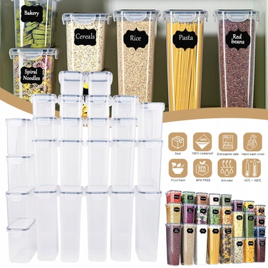 Набір герметичних контейнерів для продуктів, 25 шт. + наклейки