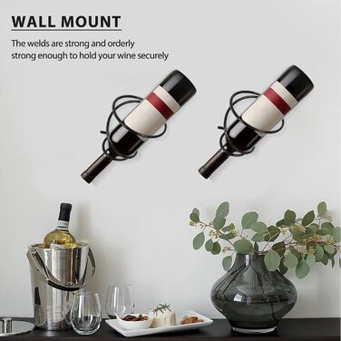 Настінна полиця для вина Happysnow (6 шт.) - органайзер для винних пляшок з металу, з кріпленням