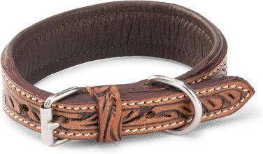 Стильний шкіряний нашийник для собак Джек Рассел від Abey: надійний, з вигравіюваними квітами, з буйволячої шкіри, для комфорту вашого улюбленця (26-34 см)