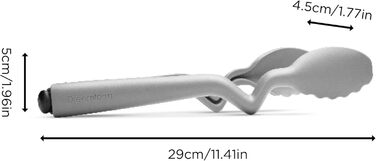 Dreamfarm CLONGS Kitchen Tongs | Stainless Steel and Silicone | 23 cm | Tongs for the Kitchen with Closure | For Placing and Resting on Surfaces or the Pan | Dishwasher Safe | Heat Resistant up to 260°C (Gray, 26.7 cm (10.5 inches))