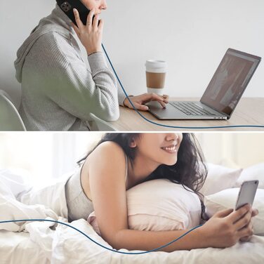 Кабель USB-C 2 шт. (1м + 2м) блакитний, 3.1A, для Samsung, Huawei та інших