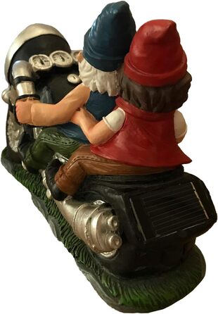 CT DISCOUNT STORE Biker Garden Gnomes Pair on Motorcycle - Outdoor Cute Figurine Motorcycle Statues, Garden Gnome Outdoor, Biker Pair in Love, Make Your House and Garden More Fun, Great Gift