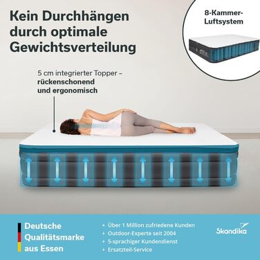 Надувна повітряна матрац Skandika Sveja для кемпінгу (2 особи) з USB-насосом та топером, 204x151x43 см, 300 кг