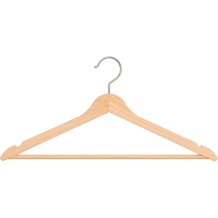 Дерев'яні вішалки для одягу OGIVO – набір 20 шт. з обертовим гачком та вирізами на плечах (натуральне дерево)