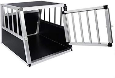 Кія для собак, переноска для собак, алюмінієва переноска для авто, переноска для дому, переноска для малих/середніх собак та котів 54x69x51 см з безпечним замком, легка та стабільна, чорна