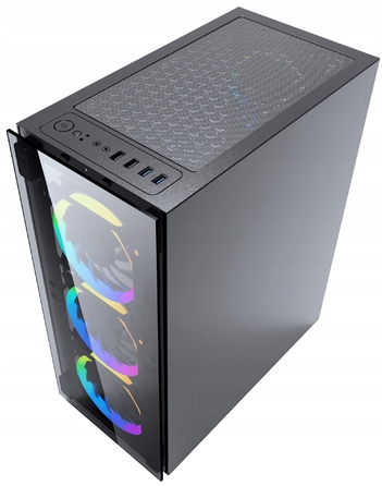 Корпус для комп'ютера Gembird Fornax 1500 RGB Midi Tower, загартоване скло, 4 вентилятори