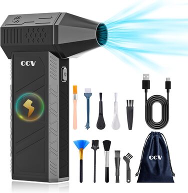 Електричний пилосос для чищення CCV з акумулятором 3000mAh, 3 швидкості, щітка, зарядка Type-C, для ПК, авто, дивану (Чорний)