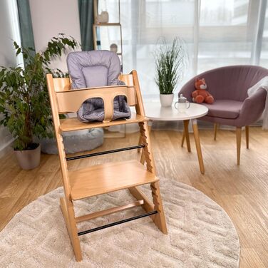 LaLoona High Chair Seat Reducer for Stokke Tripp Trapp - Baby Seat Cushion Coated & Washable, OEKO-TEX Standard 100 Tested and Machine Washable - Grey Grey Coated