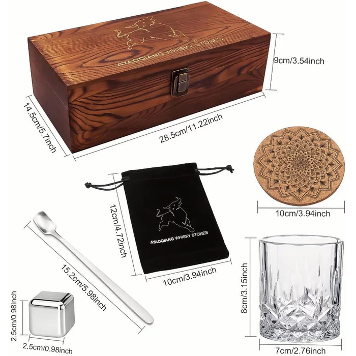 Набір для віскі з кубиків льоду з нержавіючої сталі – 6 шт. – Whiskey Steine, подарунок для чоловіків, охолоджуючі камені для віскі, горілки, джину, вина