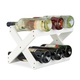 Bamboo Wine Rack, X-Shape, White