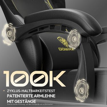 Ігровий крісло Dowinx з PU-шкіри, ергономічний, з підтримкою попереку, для ПК, жовтий, до 150 кг