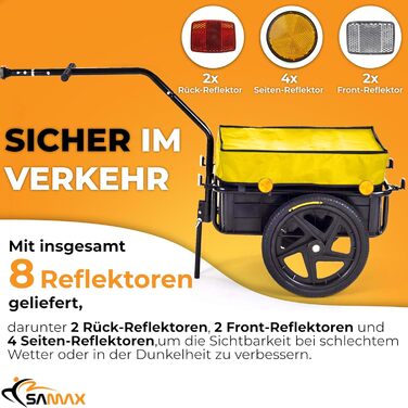 Причіп для велосипеда SAMAX 70 літрів / 60 кг, вантажний, з кріпленням, чорний, з пластиковою платформою