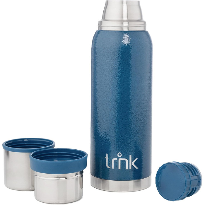 Термос для напоїв TRNK Arktis 2, 1200 мл, нержавіюча сталь, BPA-free, зберігає тепло 32 години, з 2 кришками-чашками, для відпочинку на природі, миється в посудомийній машині (гірське блакитний)