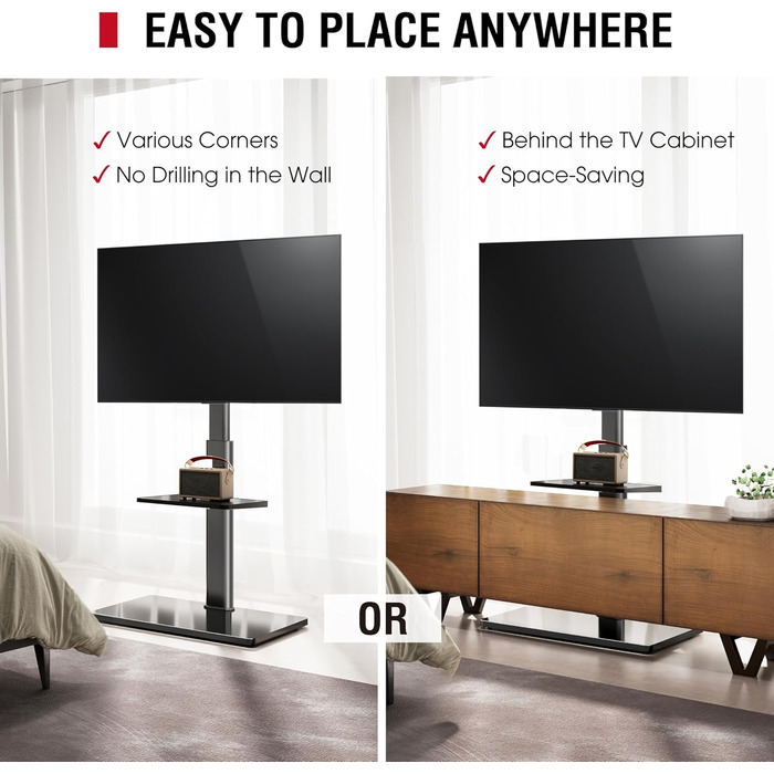 Підставка для телевізора Boden для 32-65 дюймів, поворотна (60°), регульована по висоті (8 ступенів), чорна, до 40 кг, VESA 400x400