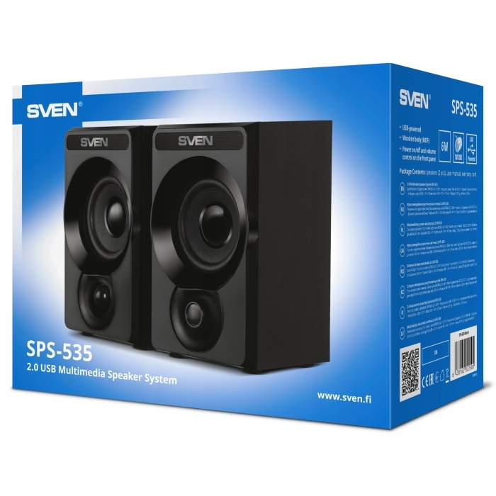 Комплект акустичних колонок 2.0 SVEN SPS-535, 6 Вт, чорний