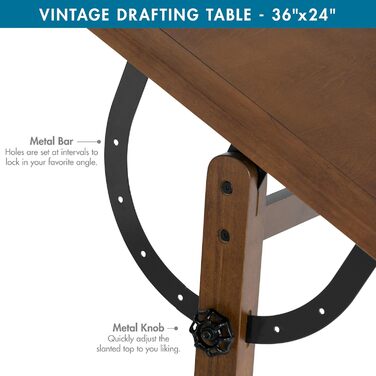 Adjustable Craft Table with Rustic Oak Top - Studio Desk for Hobbies & Art