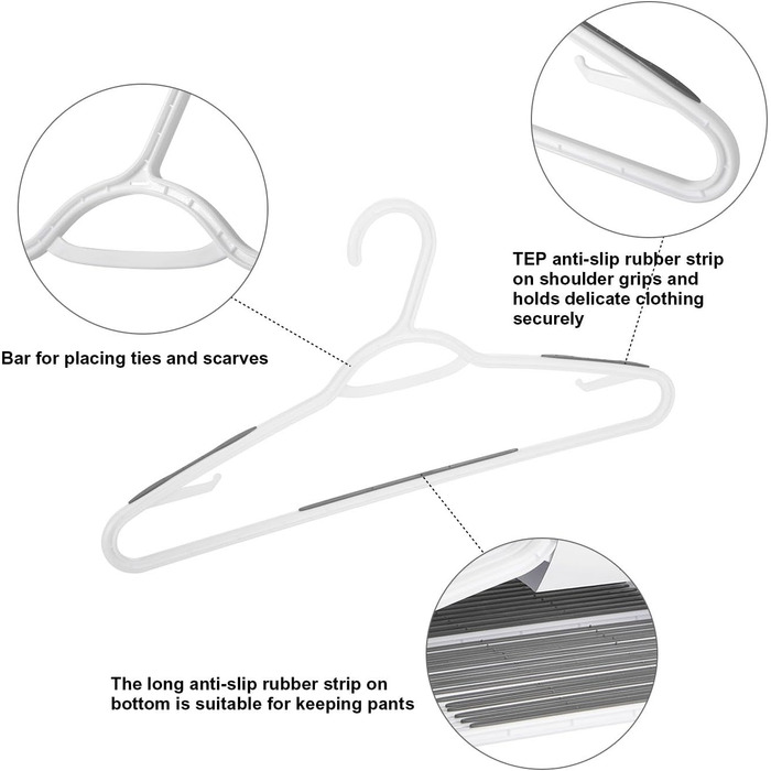 Пластикові вішалки для одягу, гнучкі, неслизькі, сірі, 30 шт.