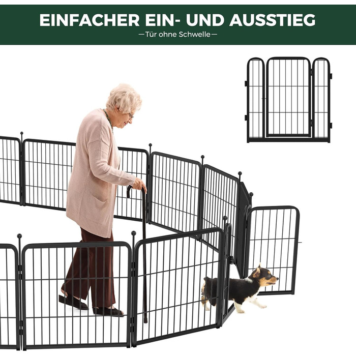 Вигул для цуценят FXW Rollick: для двору, кемпінгу, маленьких та середніх собак | 8 панелей, 60 см, чорний