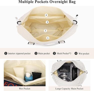 Спортивна сумка для жінок, дорожня сумка-дуffel, фітнес-сумка, водовідштовхувальна, з кульбакою, beige C5-beige