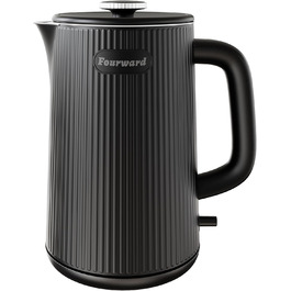 Електричний чайник Fourward - чорний, 1.7л, 2200W, з нержавіючої сталі, BPA-free, подвійні стінки