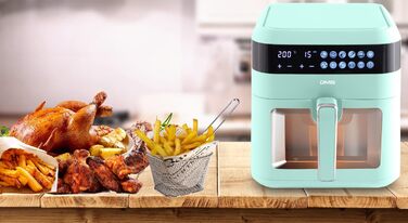Фритюрниця Heißluftfritteuse DMS XXXL 7L Green з цифровим дисплеєм та 10 програмами | Фритюрниця, духовка, гриль | Без олії