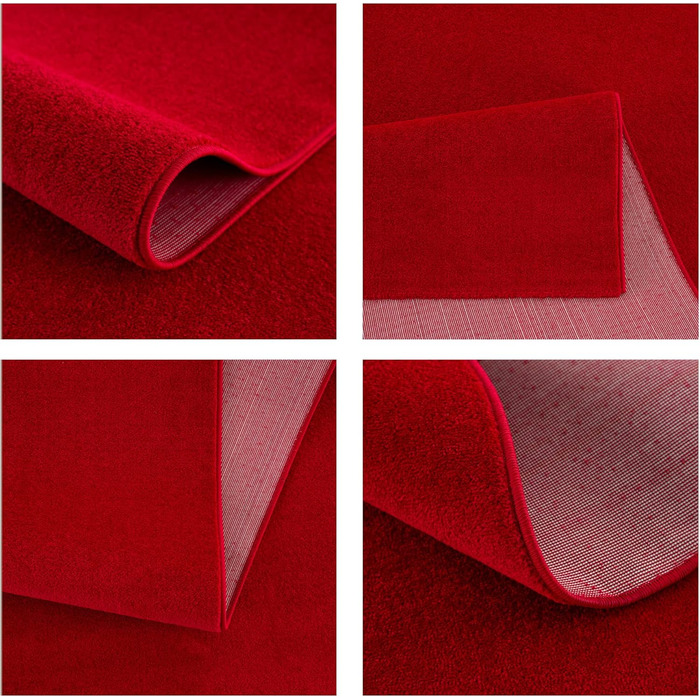 Килим Kurzflor SANAT для вітальні - однотонний сучасний килим для спальні, кабінету, офісу, коридору, дитячої кімнати та кухні - 120 x 170 см (200 x 200 см, прямокутний), червоний