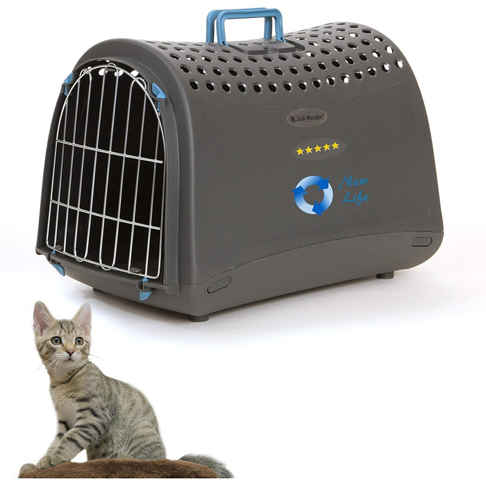 Транспортна переноска для котів та кошенят 40x50 см, антрацит New Life | екологічна переноска з 100% переробленого пластику