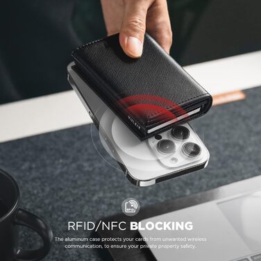 Чоловіче шкіряне картхолдер VULKIT з RFID-блокуванням, відділенням для грошей та віконцем для посвідчення (креуц-чорний)