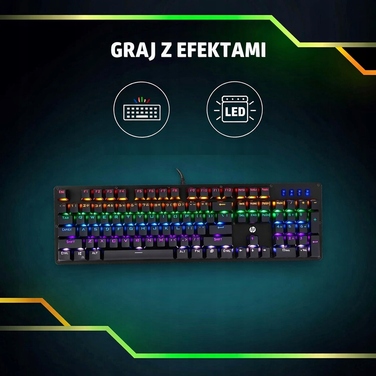 Механічна ігрова клавіатура HP GK100, підсвічування, повнорозмірна, USB