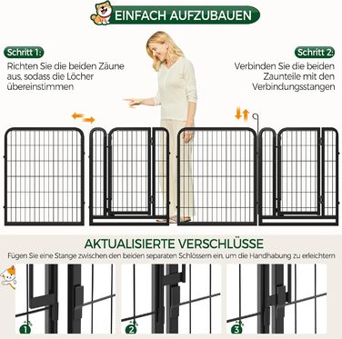 Yaheetech Foldable Dog Playpen - 100cm & 80cm High, 6-Piece/12-Piece, Freestanding Kennel for Indoor & Outdoor Use - No Tools Required