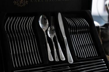 Cutlery Set, Dinnerware for 12 People, 72-Piece Stainless Steel, Cutlery Set including Case with Flatware and Cake Server, Dishwasher Safe, Silverware (EVELINE)
