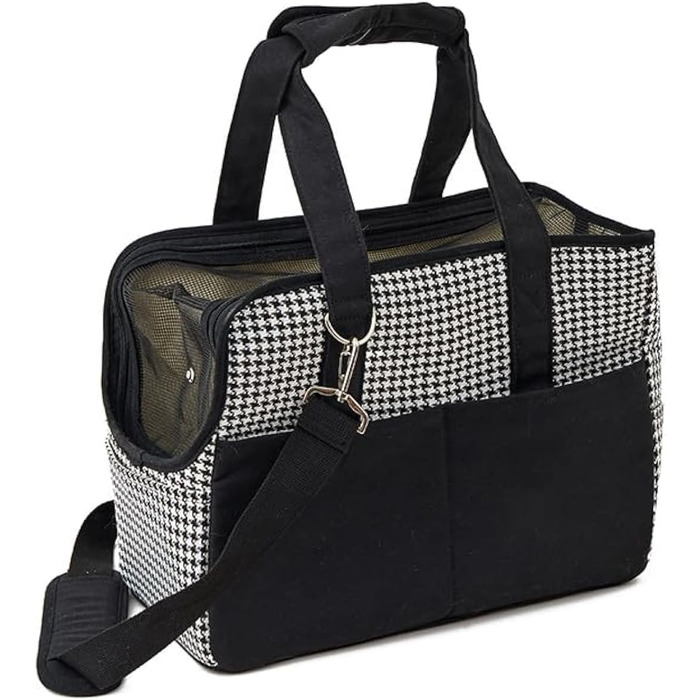 Транспортна сумка для собак і котів до 5 кг – чорна, з верхньою відкриваємою частиною, дихаюча, складна, з плечовим ременем, сертифікована для перевезення в літаку