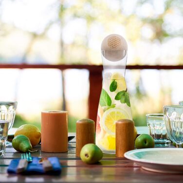 Zirben Familie® The Original ZirbenKugel Set Water Carafe | Imparts a special touch to your water | 1 Liter SPIEGELAU carafe made of crystal glass with a Swiss stone pine wood lid | Flower of Life Edition