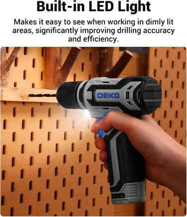 Набір акумуляторної дрилі DEKO 12V: 238 штук у кейсі. Акумуляторна дриль-шуруповерт для дому, рукоділля та ремонту. Комплект інструментів (блакитний)