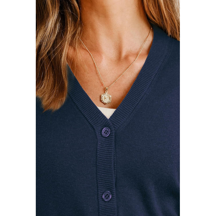 Жакет Arach&Cloz з вовняної суміші, в'язаний, V-подібний виріз, елегантний кардиган, короткий рукав, з ґудзиками, повсякденний топ (A-navy, XXL)