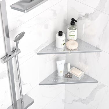 Neodrain Corner Shelf Shower Shelf Stainless Steel Shower Rack Built-in Shower Basket for Bathroom Shampoo Holder, Brushed