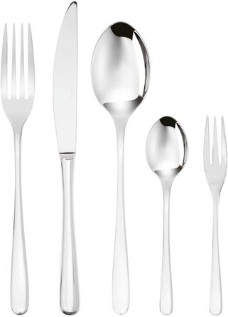 Sambonet Taste 52553-G6 - 18/10 Stainless Steel Dinnerware Set, for 12 people, 30-piece: 6 Forks, 6 Spoons, 6 Knives, 6 Teaspoons, 6 Dessert Forks, Dishwasher Safe, Steel
