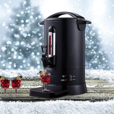 Arebos Glühwein Cooker 950 W | Hot Beverage Dispenser | 6.8 L | with Drip Tray, Tap, Thermostat, and Overheat Protection | Temperature Setting from 30-110 °C | Black