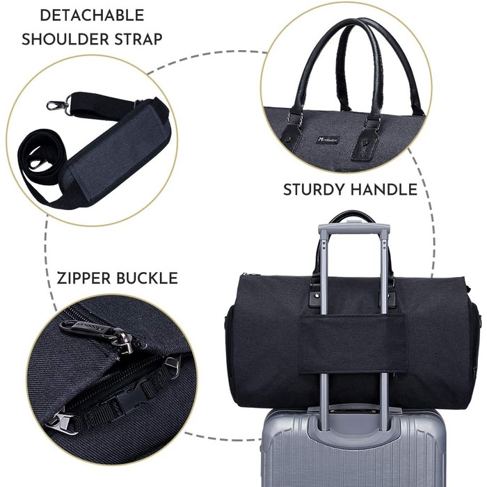 Garment Bag Suit Cover for Men Women, Suit Travel Bag, Clothing Bags Shoe Bag - 2 in 1 Hanging Suitcase Garment Travel Bags, High-Quality Garment Bag for Suit and Dress
