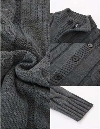 Чоловічий в'язаний кардиган PJ PAUL JONES з ґудзиками, візерунок коси, для осені/зими, темно-сірий, розмір M