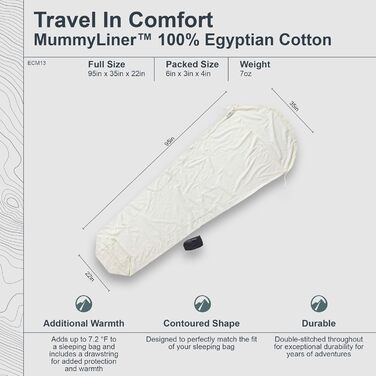 Кокон-вкладиш Cocoon мумія з єгипетської бавовни Tuareg, натуральний, 241x89/56 см