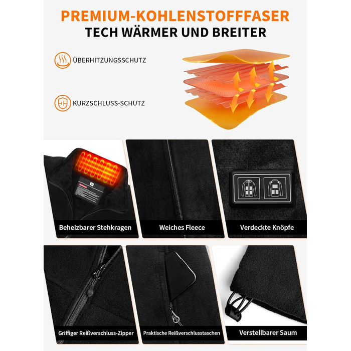 Обогрівальна куртка для чоловіків та жінок з Powerbank 18400 mAh, 10 зон обігріву, флісова куртка з акумулятором, тепла зимова куртка з обігрівом, L